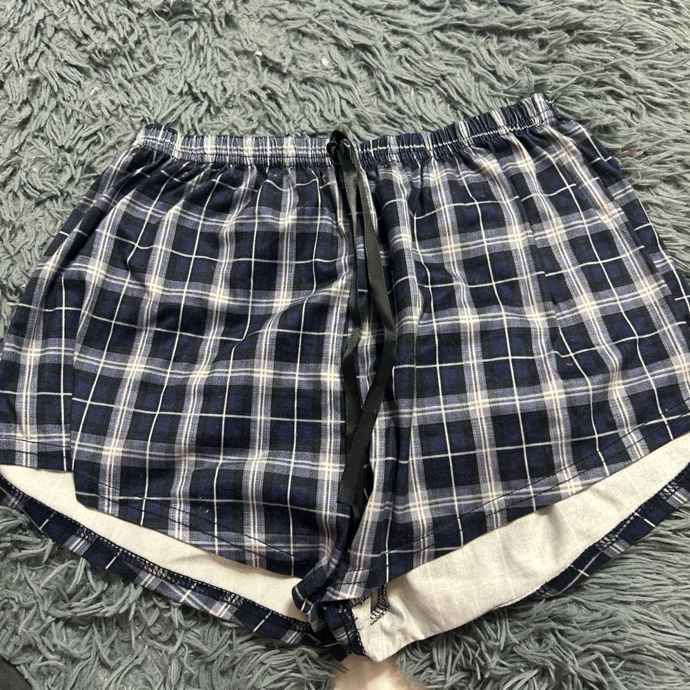 Plaid Women's Shorts in Blue and White